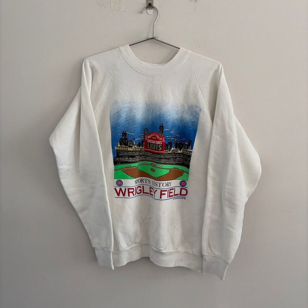 Vintage 1988 Chicago Cubs Wrigley Field Lights Fruit of the Loom Sweatshirt XL